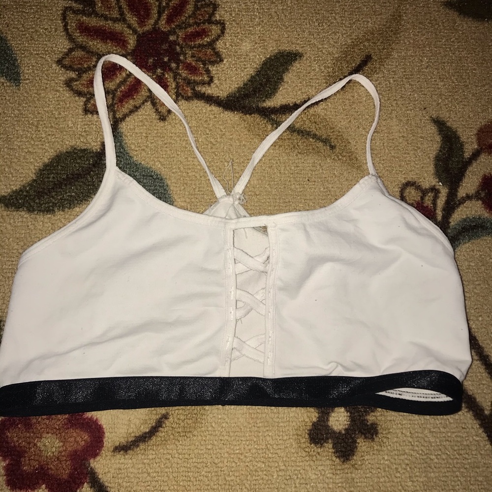 LF white and black cross bralette